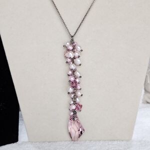 Lucas Lameth LUC Pink and White Pearl Necklace 925 Silver